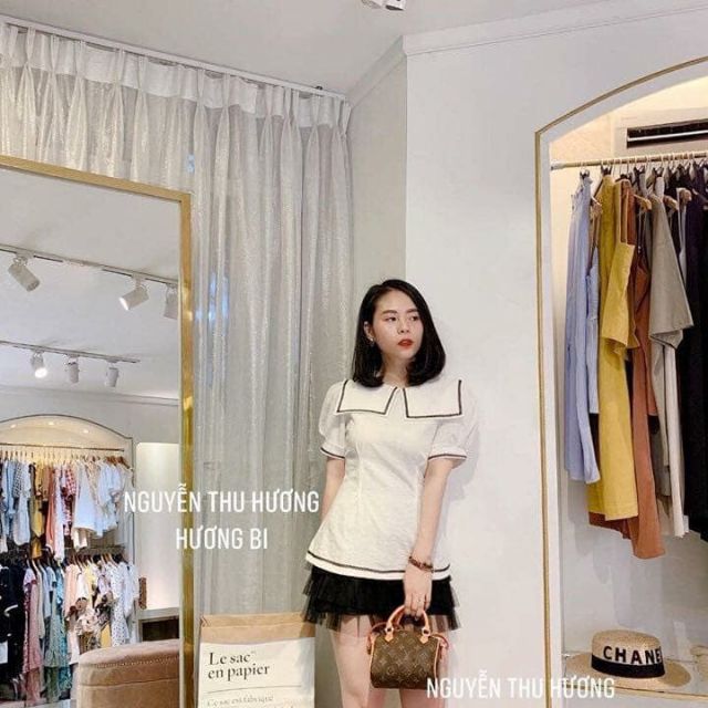 Áo sơ mi thô đũi Croptop
