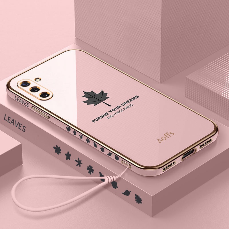 Ốp Điện Thoại Mềm Họa Tiết Lá Phong Kèm Dây Đeo Cho Samsung A10S A20S A11 A12 A21S A31 A30 A20 A50 A30S A50S A70 A70S A7 2018