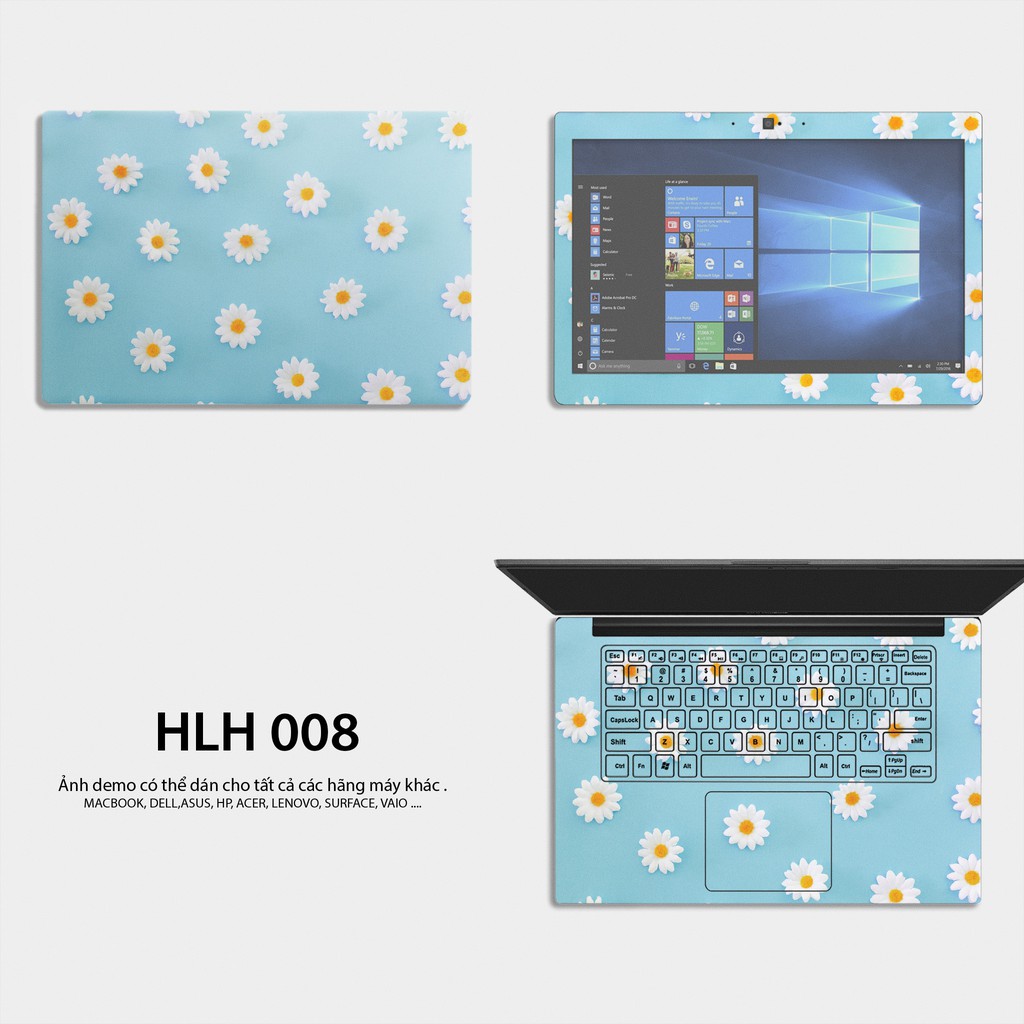 Bộ skin dán laptop mẫu Hoa Daisy / Có mẫu decal dán cho tất cả các hãng máy tính