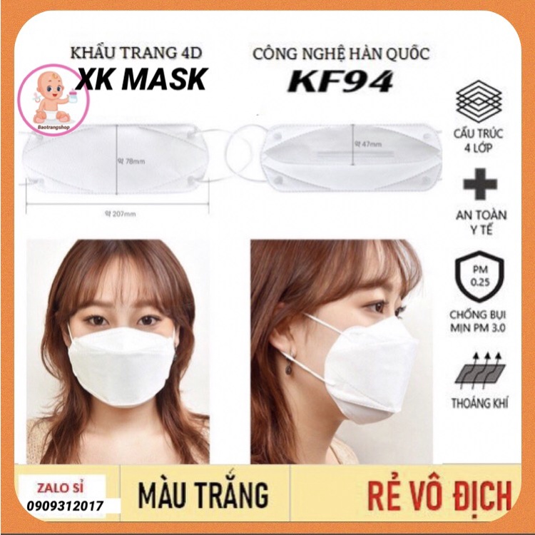 Set 10 Chiếc Khẩu trang 4 Lớp KF94 XK MASK chống bụi mịn, kháng khuẩn công nghệ Hàn Quốc