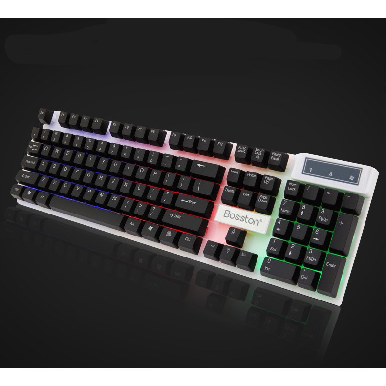 Combo bàn phím và chuột giả cơ Boston 8310 phím bấm êm có đèn chạy chuyển màu 7 màu siêu đẹp chuột đồng bộ với bàn phím | BigBuy360 - bigbuy360.vn