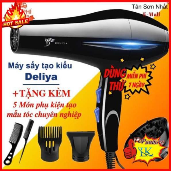 Máy sấy tóc 2 chiều tạo kiểu DELIYA công suất 2200W tặng kèm 5 phụ kiện tạo kiểu chuyên nghiệp