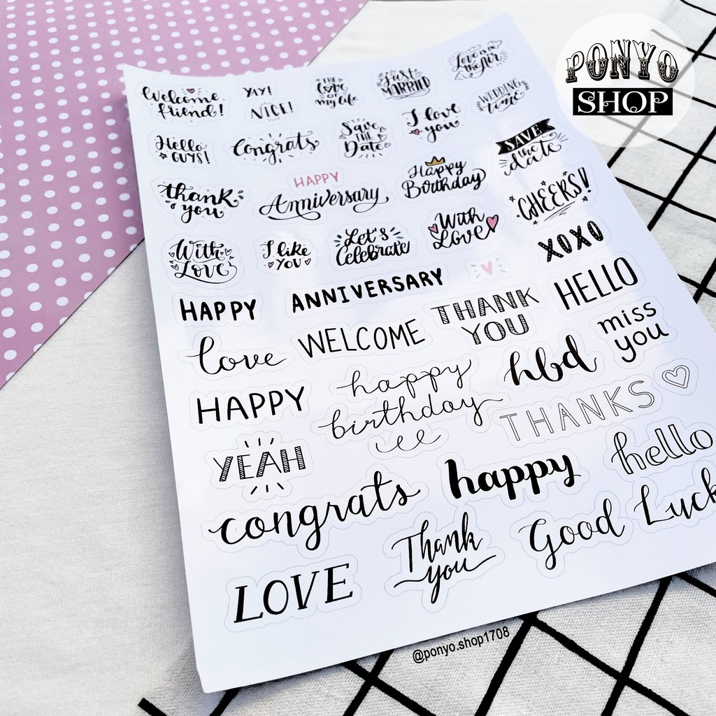 💗 Set 40 sticker 𝐁𝐞𝐬𝐭 𝐖𝐢𝐬𝐡𝐞𝐬 - Happy anniversary  trang trí sổ tay