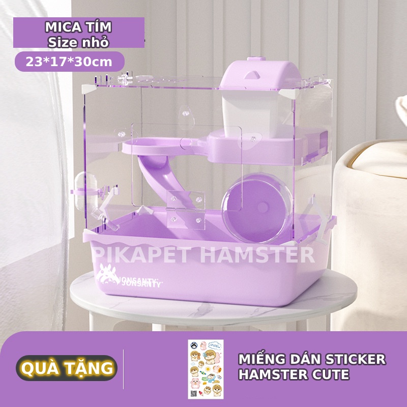 Lồng hamster đủ phụ kiện bằng mica trong suốt (Mẫu mới 2022)