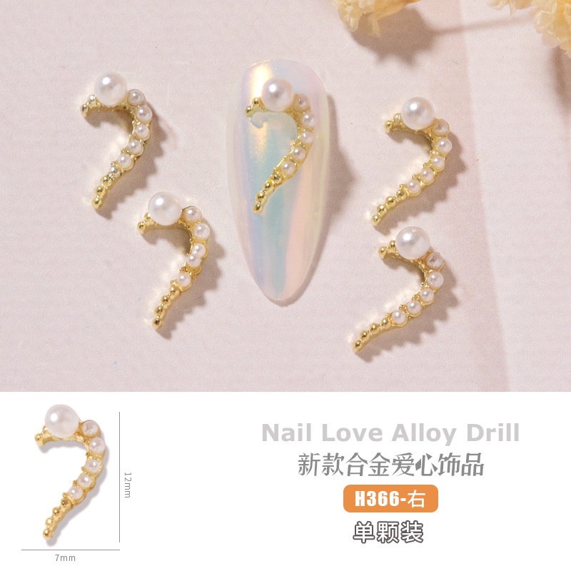 Phụ Kiện Trang Trí Móng Tay Nghệ Thuật DIY Đính Kim Cương Và Ngọc Trai Giả Siêu Lấp Lánh