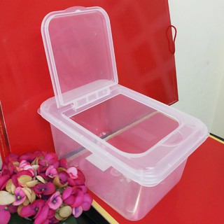 hộp nhựa đựng thực phẩm Nhật, thùng đựng gạo 3kg, 4,2 lít; nắp lật mở 27x19cm cao 14,7cm D972
