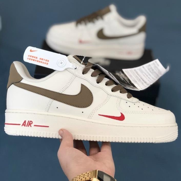 Giày Sneaker AF1 custom vệt nâu, air force 1 white brown bản mới - 36C Sneaker