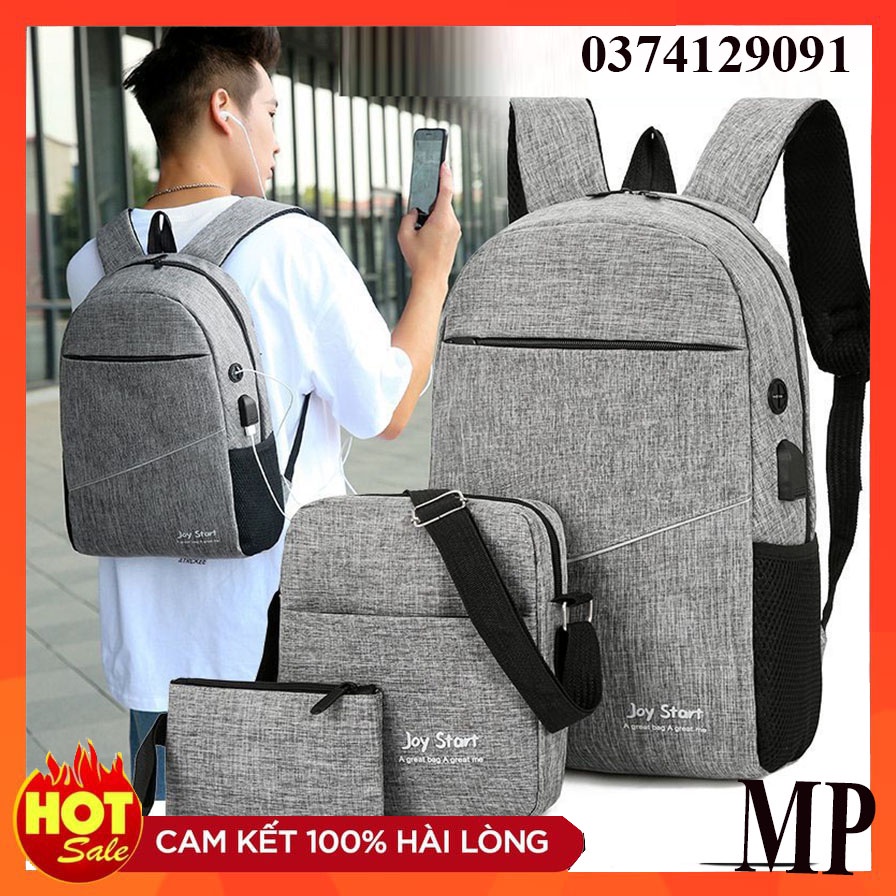 Set 3 Chiếc Ba Lô Nam Túi Nam Sạc USB Ba Lô Đa Năng Thường Ngày Túi Đi Học Nam thời trang cao cấp  trẻ trung