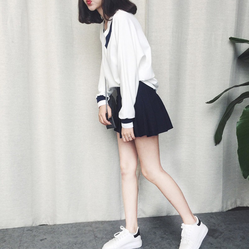 Áo kiểu IELGY tay dài cổ chữ V dáng rộng thời trang cho nữ