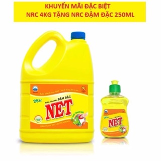 Nước rửa chén net đậm đặc 4kg tặng nrc 250mk