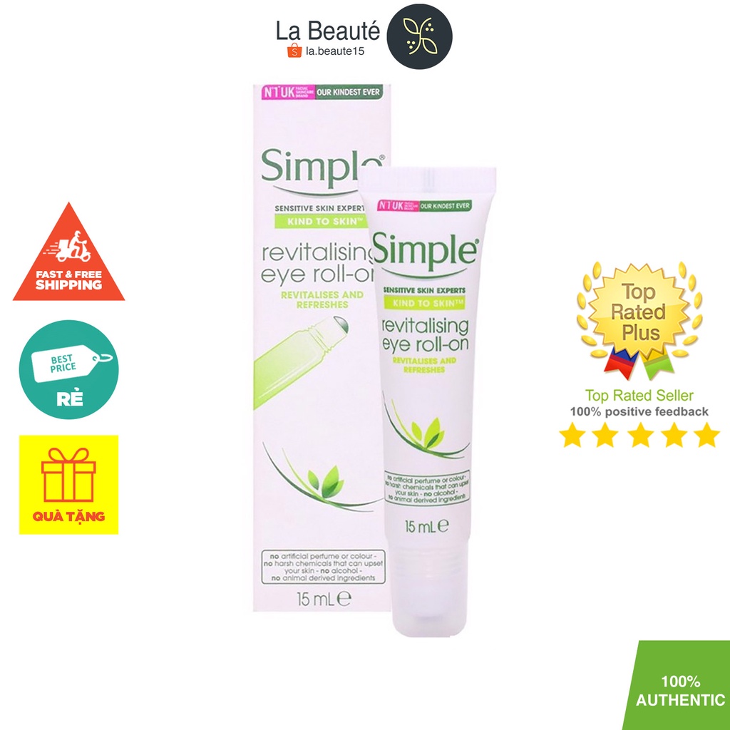 Simple Revitalising Eye Roll-On - Lăn Dưỡng Mắt Tươi Trẻ Xóa Tan Mệt Mỏi 15ml