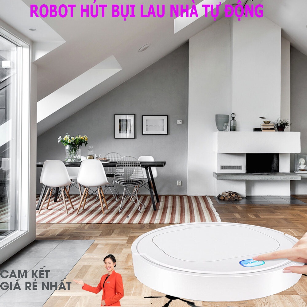 Robot hút bụi lau nhà,Tự Động Phát Hiện Khi Gặp Các Vật Cản,Robot hút bụi thông minh 3 in 1,máy lau nhà thông minh