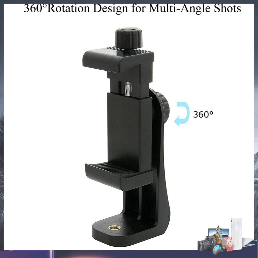 Kẹp giữ điện thoại hỗ trợ gắn giá đỡ ba chân xoay 360 độ