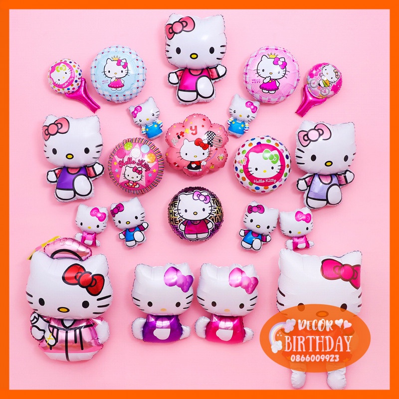Bóng Kitty, Công Chúa Bale FREESHIP Trang Trí Sinh Nhật Bé Gái, Bóng Dày Dặn Đáng yêu