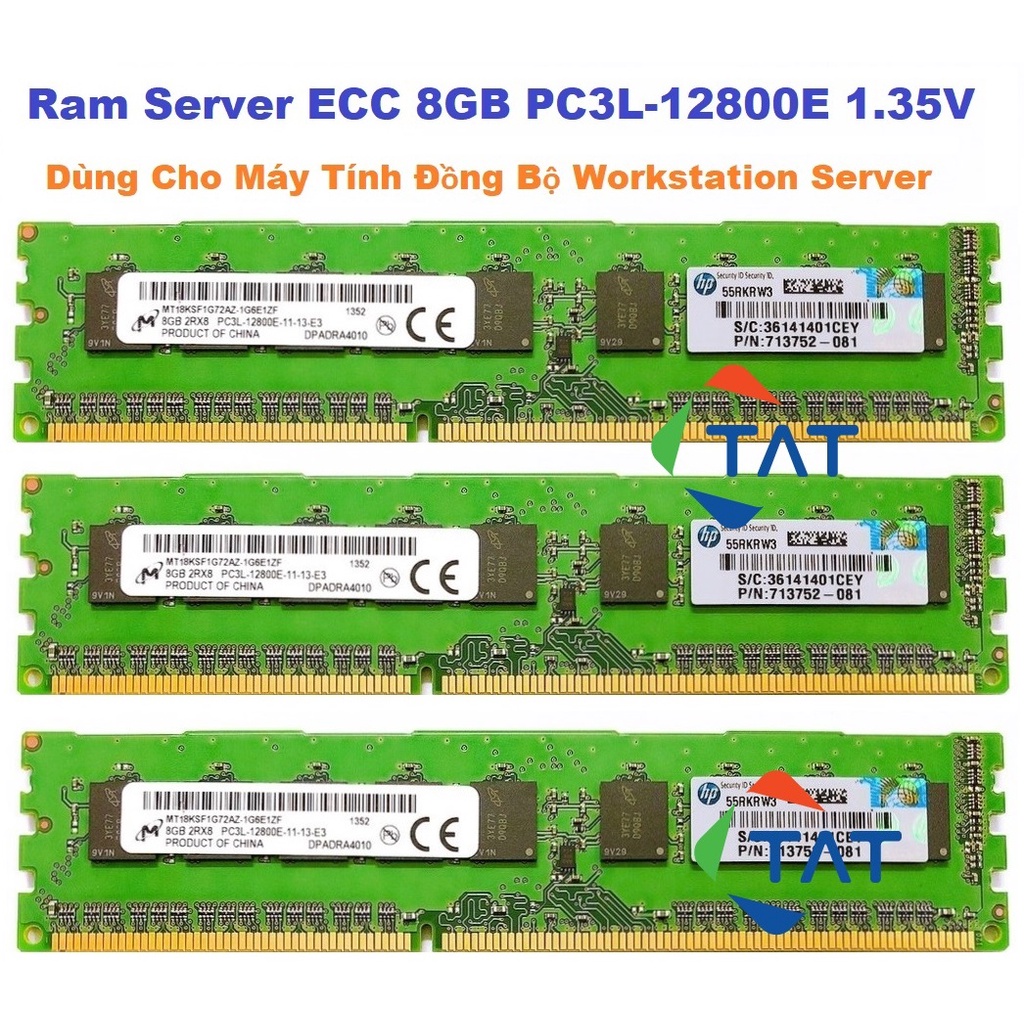 Ram Server micron 8GB 1600MHz PC3L-12800E 1.35V ECC Unbuffered