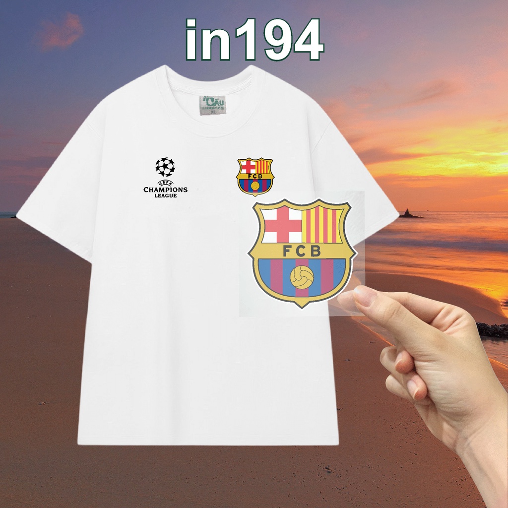 Sticker logo in194 công nghệ in pet chuyển nhiệt- ủi trực tiếp lên vải, áo - 8cm - Barcelona