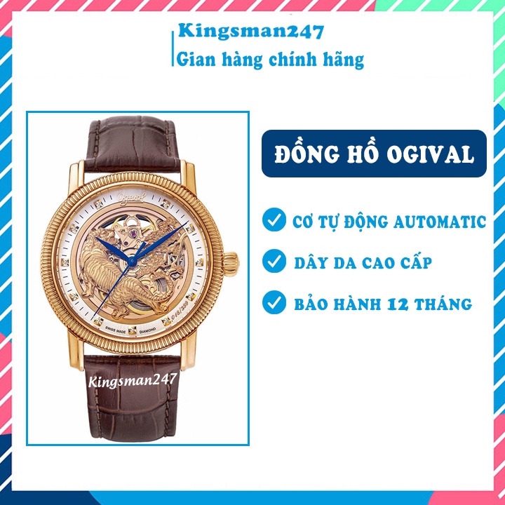 Đồng hồ cơ nam chính hãng Ogival mãnh hổ thượng sơn, cơ automatic tự động đẳng cấp mang lại tài lộc và may mắn | BigBuy360 - bigbuy360.vn