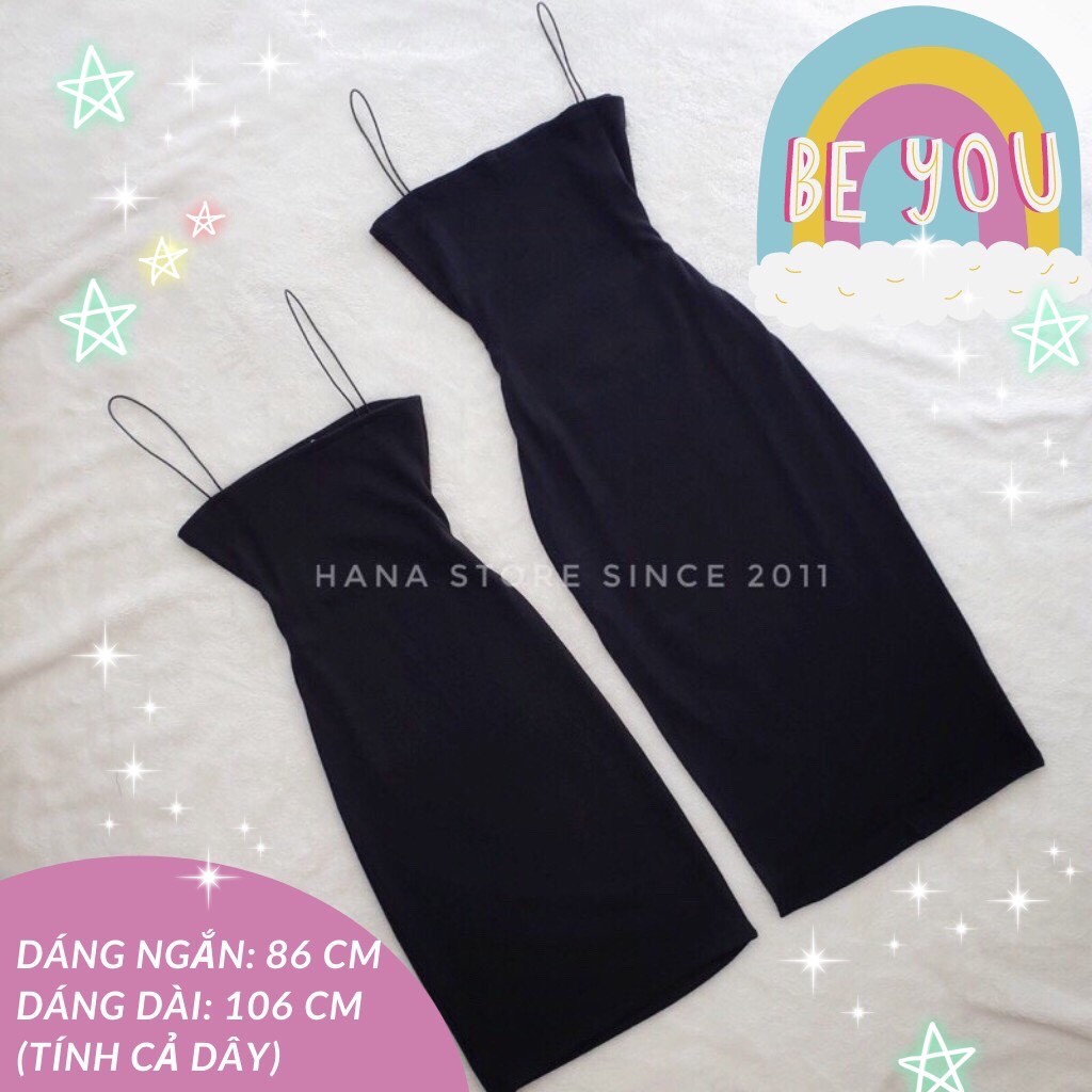 Váy 2 dây body sợi bún thun gân dày đẹp ôm body 2 dáng ngắn dài freesize