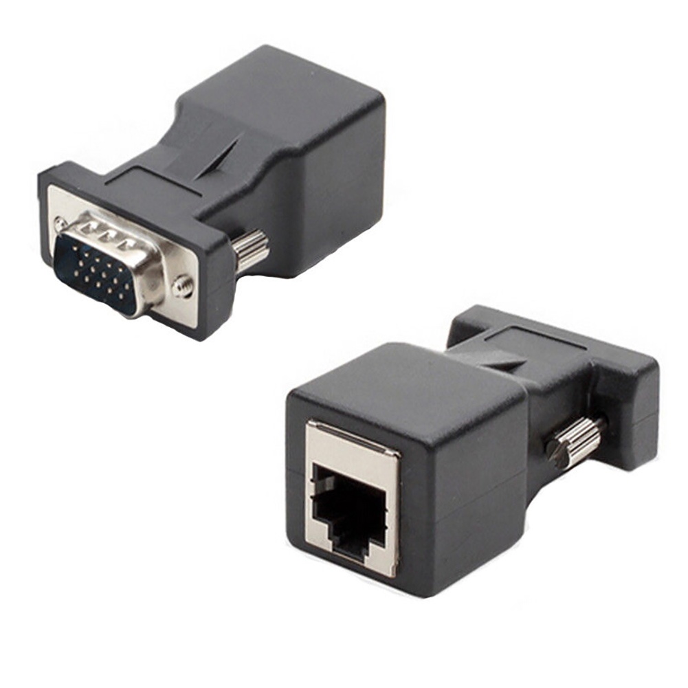 Set 2 đầu nối dây cáp mạng LAN 15 Pin VGA Male sang RJ45 Female