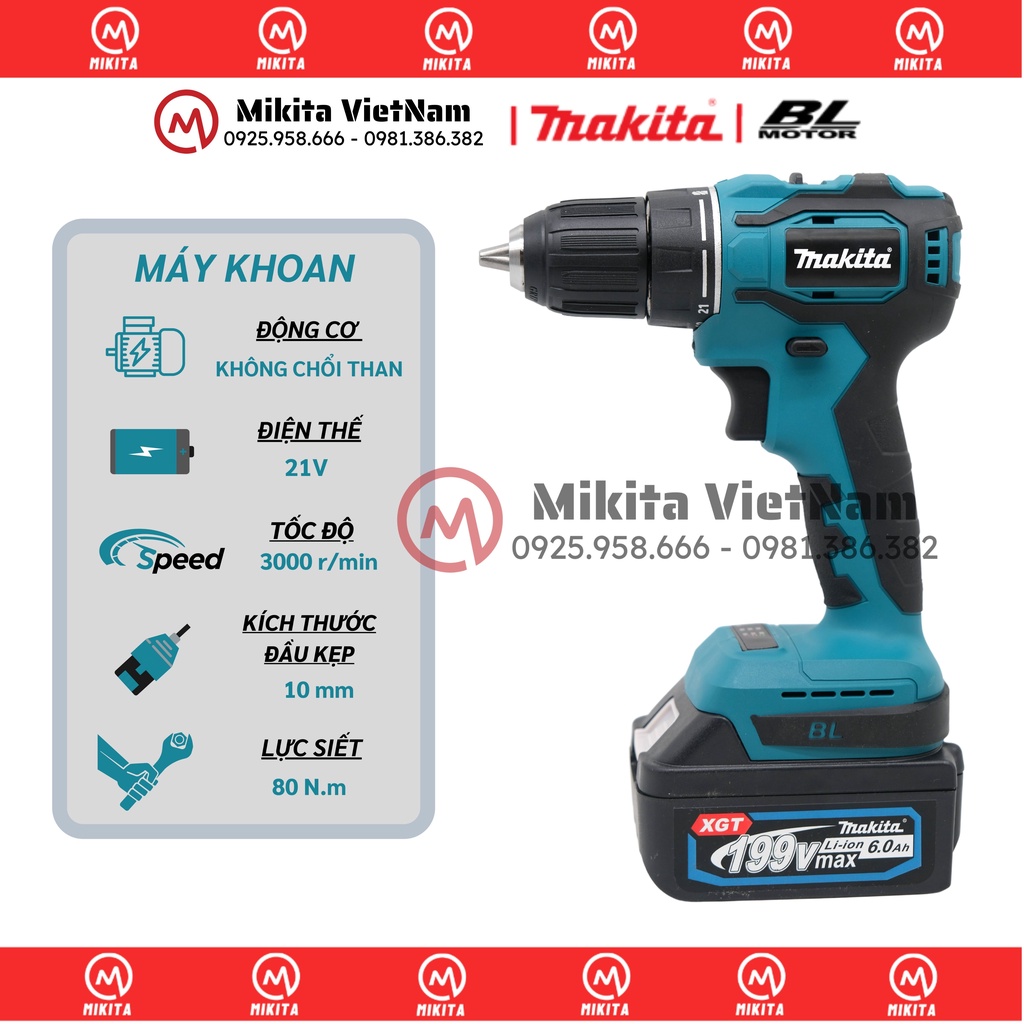 Máy khoan Makita - Không chổi than - đầu kẹp 10 ly