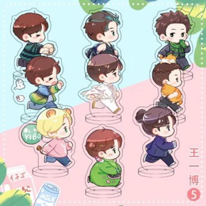 Set 9 chiếc standee size mini in hình Vương Nhất Bác siêu cưng