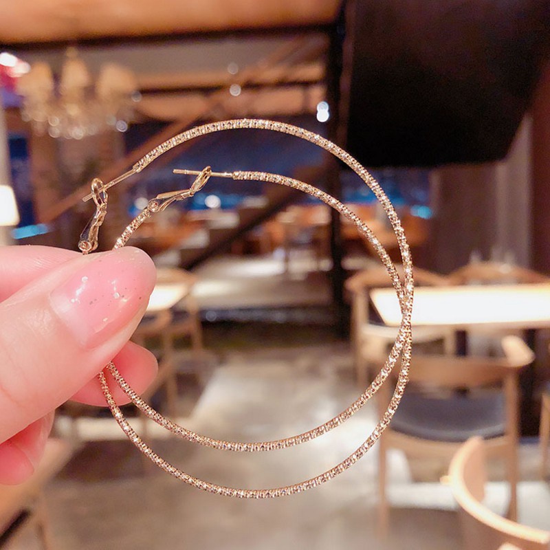 Bông Tai Bạc 925 Hình Tròn Lớn Độc Đáo / Khuyên tai