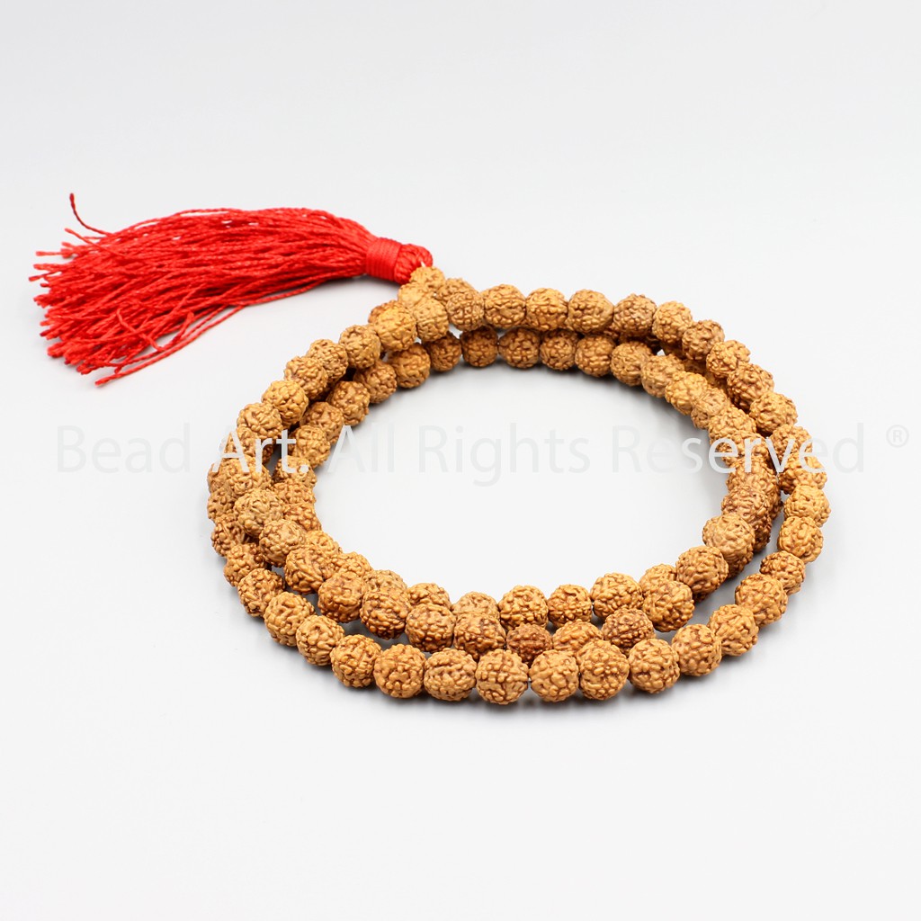 Chuỗi 108 Hạt Bồ Đề Kim Cang (Rudraksha) Tự Nhiên Từ Tây Tạng 6MM, Mộc, Hoả, Vòng Tay Phong Thuỷ, Chuỗi Hạt S32