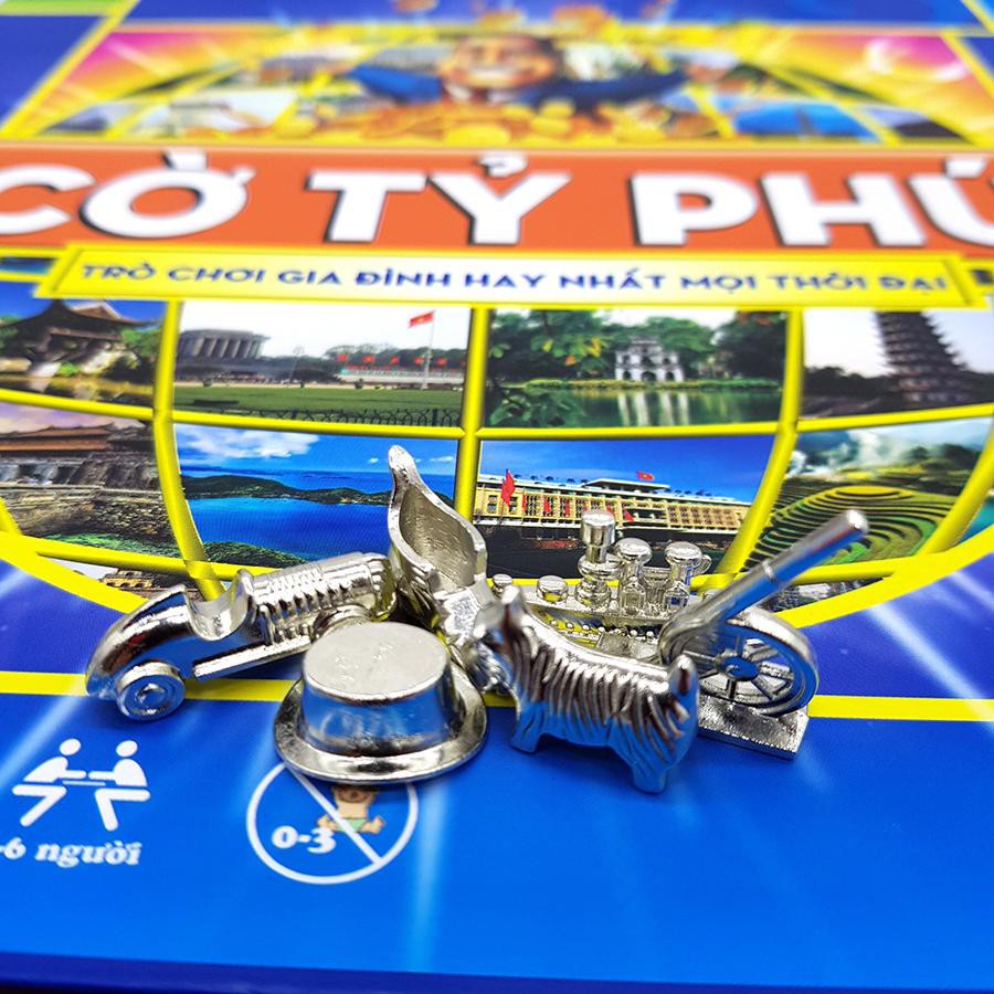 Cờ Tỷ Phú Việt Nam, Monopoly Tiếng Việt Cao Cấp Có Token Kim Loại, Bàn Cờ Cỡ Lớn