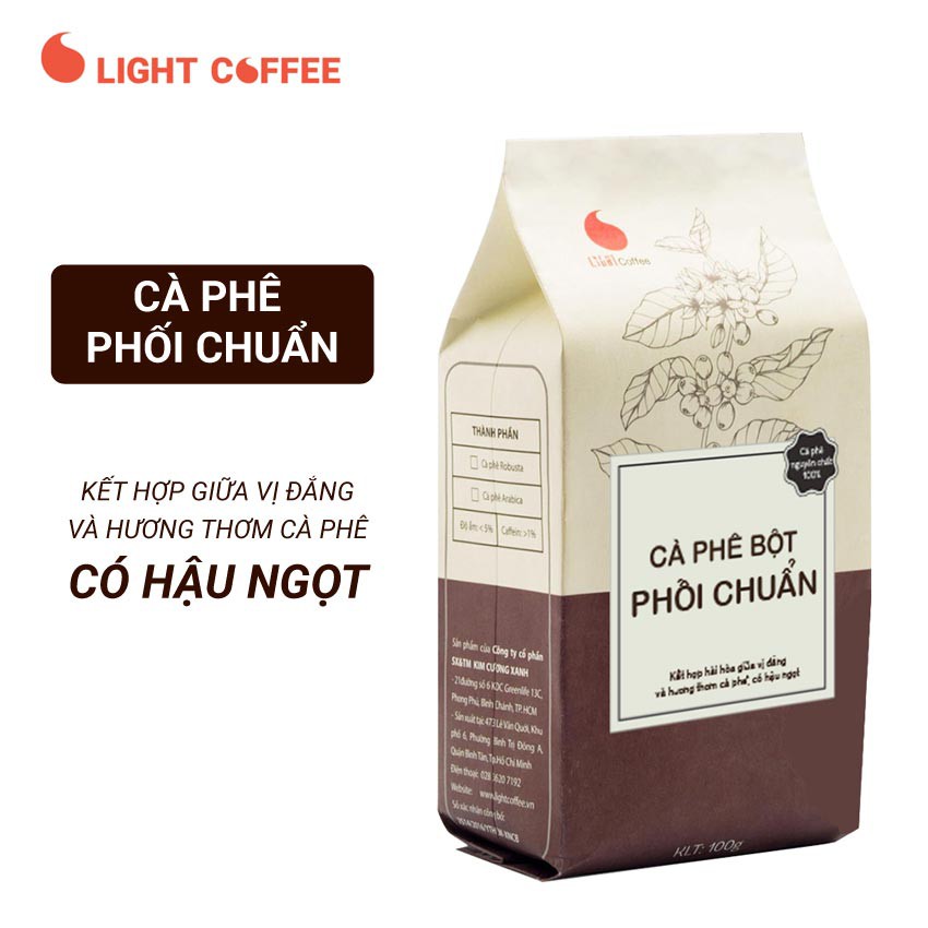 Cà phê nguyên chất 100% dạng bột Phối Chuẩn Light Coffee - Gói 100gr