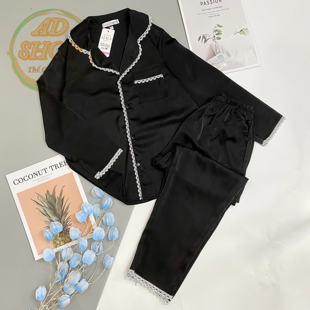 Đồ Ngủ Pijama Lụa Tơ TằmTay Dài Siêu Xinh, Quần Dài Mềm Mịn, Độc Lạ Khó Tìm, Sang Chảnh Hàn Quốc SP0004