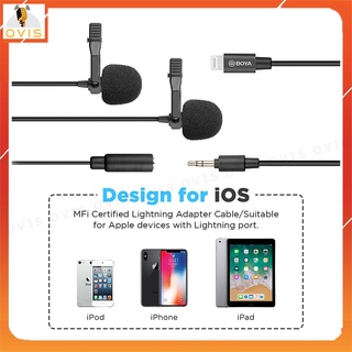 Cặp Micro Cài Áo Cho Iphone, Ipad Cổng Lightning 6m | Boya BY-M2D