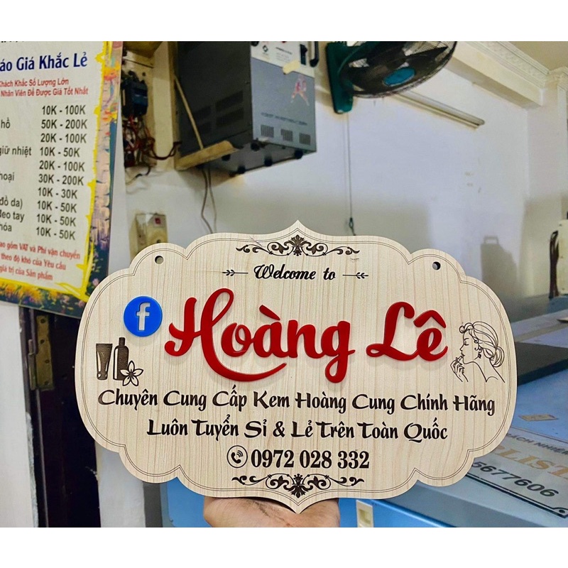 Bảng Gỗ Khắc Laser Tên Shop-Bảng Gỗ Khắc Theo yêu cầu-Bảng Hiệu Gỗ Decor