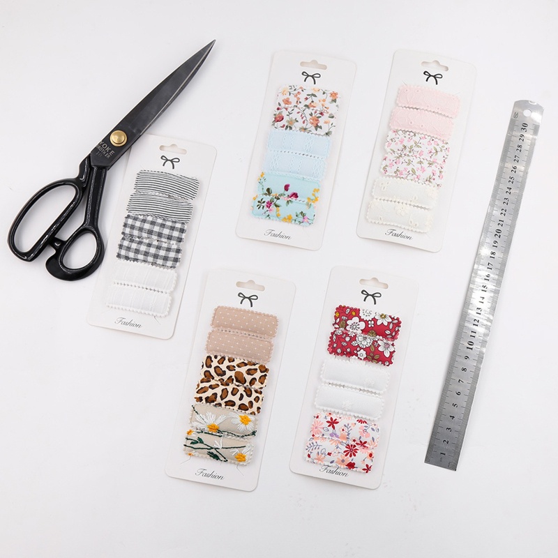 Set 6 Kẹp Tóc Nhỏ Hình Chữ Nhật In Họa Tiết Hoa Ngọt Ngào Cho Bé Gái