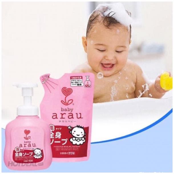 Sữa Tắm Gội Cho Bé Arau Baby Nhật Bản 450ml 100% Thiên Nhiên Nâng Niu Làn Da Nhạy Cảm Của Bé Yêu