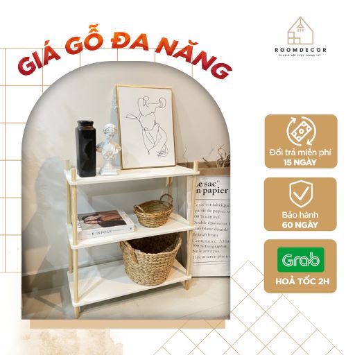 [Mã 253LIFESALE giảm 8% đơn 99K] Giá Gỗ Để Đồ Đa Năng 3 Tầng Decor Phòng Ngủ Đa Năng Trang Trí Bếp Roomdecor