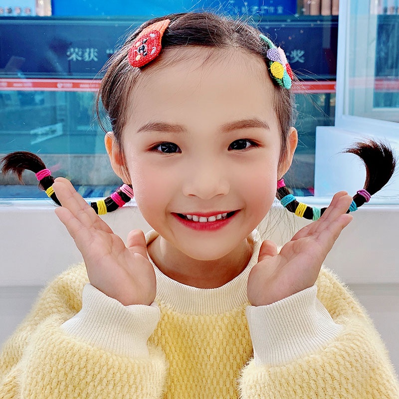 Set 50 dây buộc tóc cao su co giãn nhiều màu sắc đáng yêu dành cho bé gái