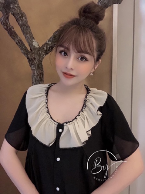 Váy suông cổ viền bèo