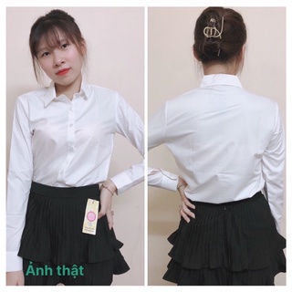 ÁO SƠ MI ĐI HỌC, áo sơ mi trắng nữ dài tay công sở chất lụa chống nhăn cực đẹp
