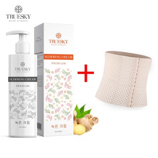 Bộ sản phẩm tan mỡ bụng Truesky Premium gồm 1 kem tan mỡ bụng quế gừng 200ml & 1 đai nịt bụng quấn nóng cao cấp