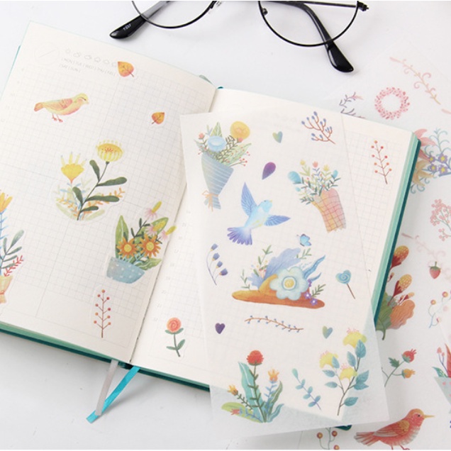 Bộ 6 Tấm Nhãn Dán Trang Trí Sổ Tay Xinh Xắn