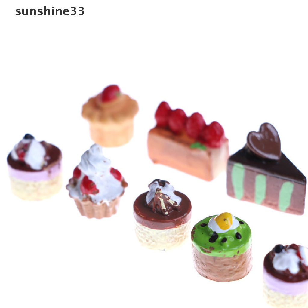 Set 8 Mô Hình Bánh Cupcake / Sô Cô La / Món Ăn Dành Cho Nhà Búp Bê