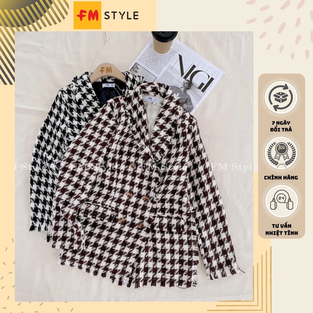 Áo dạ kẻ ziczac cổ vest hàng thiết kế độc quyền |  Áo khoác dạ thời trang dành cho nữ | Fmstyle Shop