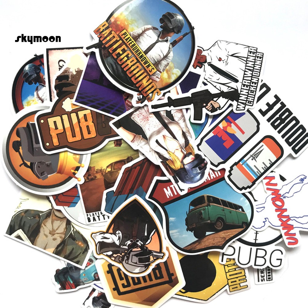 Set 29 sticker dán trang trí vali chủ đề PUBG bằng PVC không thấm nước