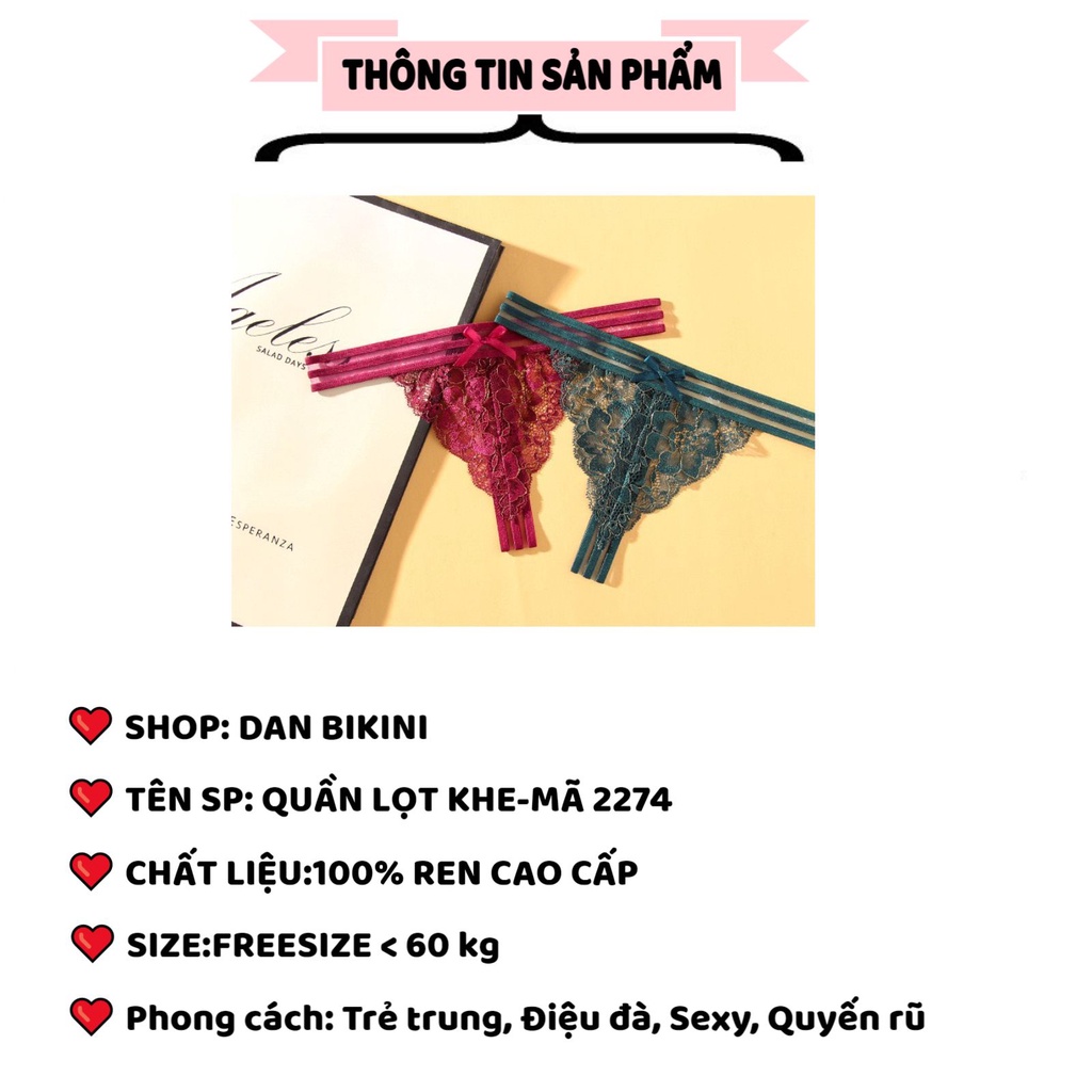 Quần Lót Nữ lọt khe Sexy thiết kế viền chun gợi cao cấp cảm quyến rũ MÃ 2274