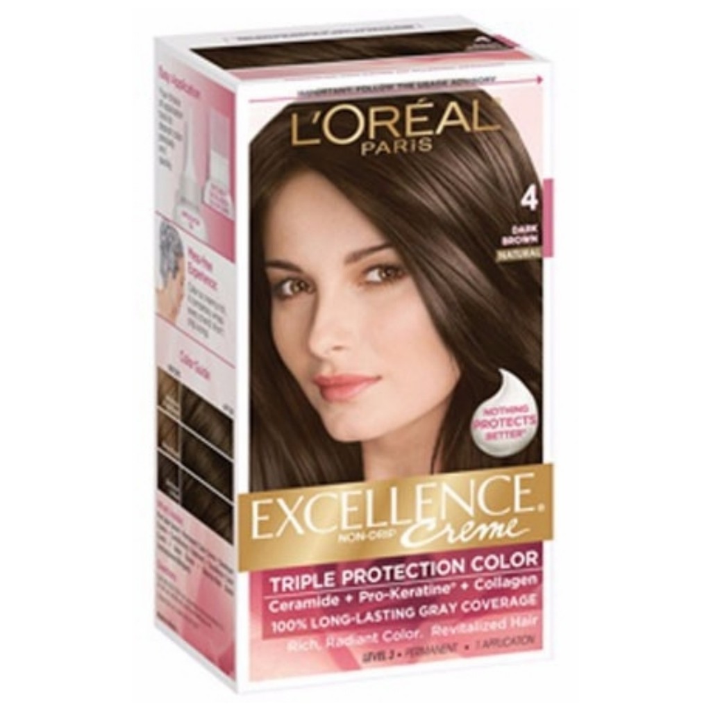 Kem nhuộm tóc L’oreal Paris Excellence Creme 4 Dark Brown [Hàng Mỹ]