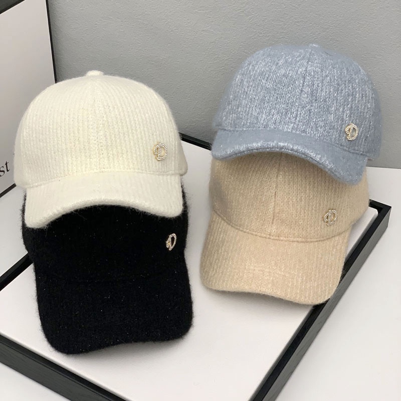 Mũ Lưỡi Trai Dệt Kim Thêu Chữ D Đính Đá Thời Trang Thu Đông Phong Cách Hàn Quốc Mới