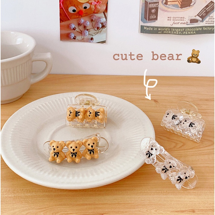 Kẹp búi tóc càng cua hình gấu mập cute phong cách Hàn Quốc cho nữ