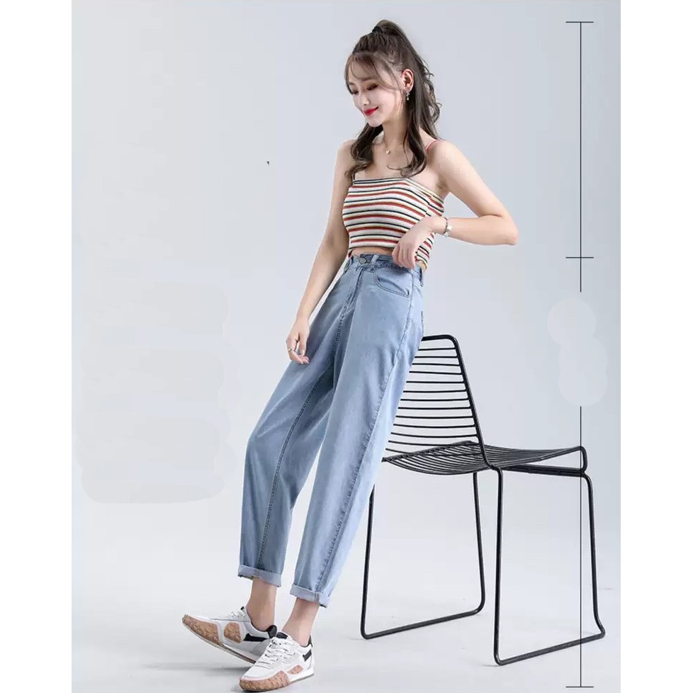 [ PHÙ PHIẾM ] QUẦN BAGGY JEAN NỮ LƯNG CAO LAI CUỐN MÀU XANH NHẠT TRƠN CÁ TÍNH CAO CẤP UTI SIÊU HOT HIT CỰC ĐỈNH ĐẲNG CẤP