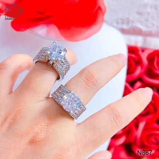 Nhẫn bạc nữ bản lớn đính đá thiết kế cao cấp Orin N867