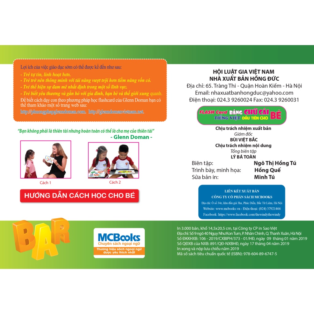 Sách Flashcard Dạy Trẻ Theo Phương Pháp Glenn Doman - Bảng Chữ Cái Tiếng Việt Đầu Tiên Cho Bé